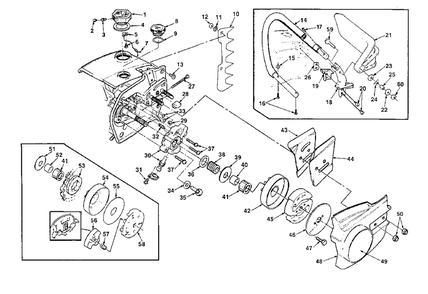 Clutch And Oiler Diagram and Parts List for UT-10505-B Homelite Chainsaw
