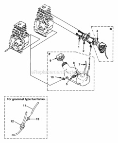 Carburetor_-_Fuel_Tank Diagram and Parts List for  Homelite Trimmer