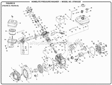 Page B Diagram and Parts List for  Homelite Pressure Washer