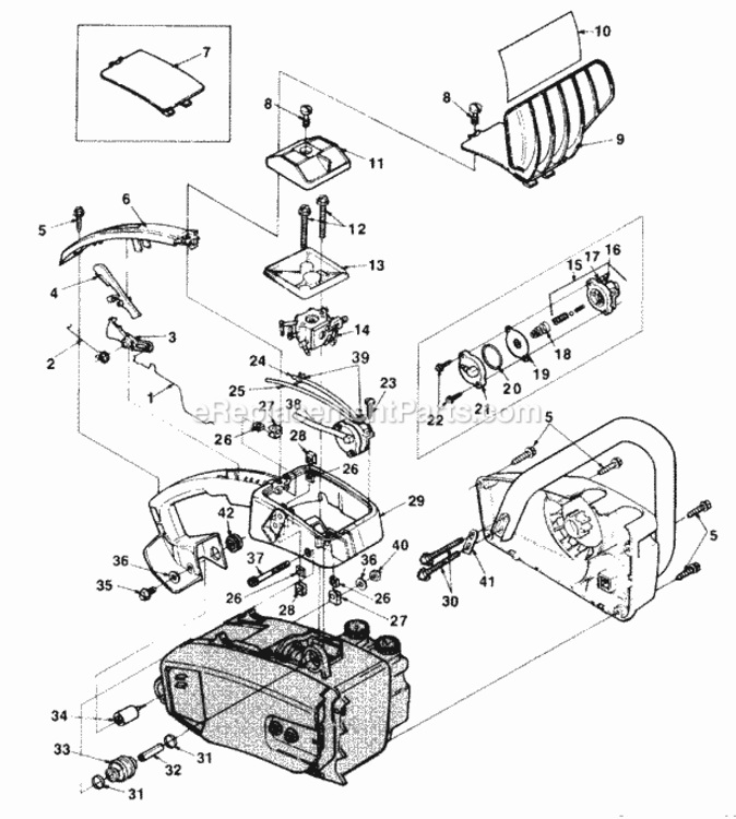 Air_Cleaners_And_Handles_And_Oil_Pump Diagram and Parts List for  Homelite Chainsaw