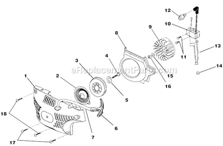 Starter And Ignition Diagram and Parts List for  Homelite Chainsaw