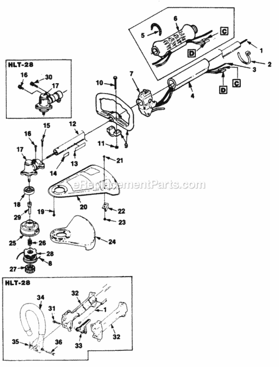 Boom_And_Head Diagram and Parts List for  Homelite Trimmer