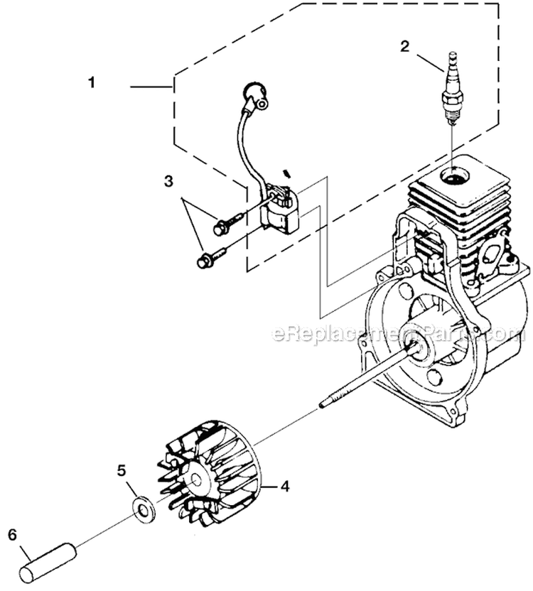 Ignition And Rotor Diagram and Parts List for  Homelite Leaf Blower / Vacuum