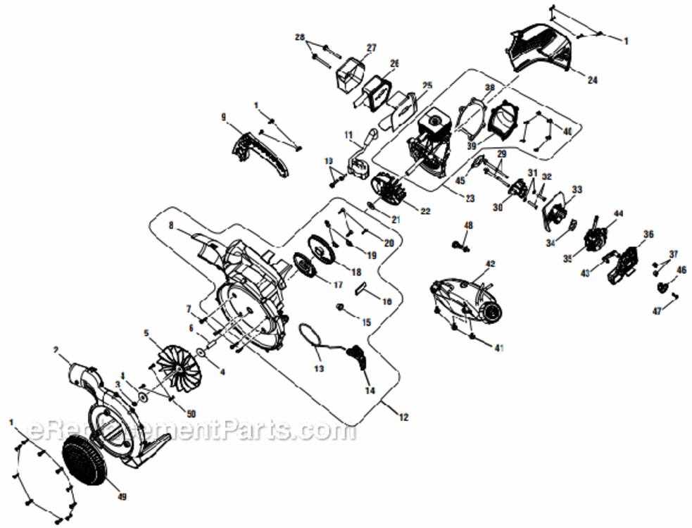Page B Diagram and Parts List for  Homelite Leaf Blower / Vacuum