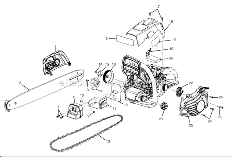 Page A Diagram and Parts List for  Homelite Chainsaw