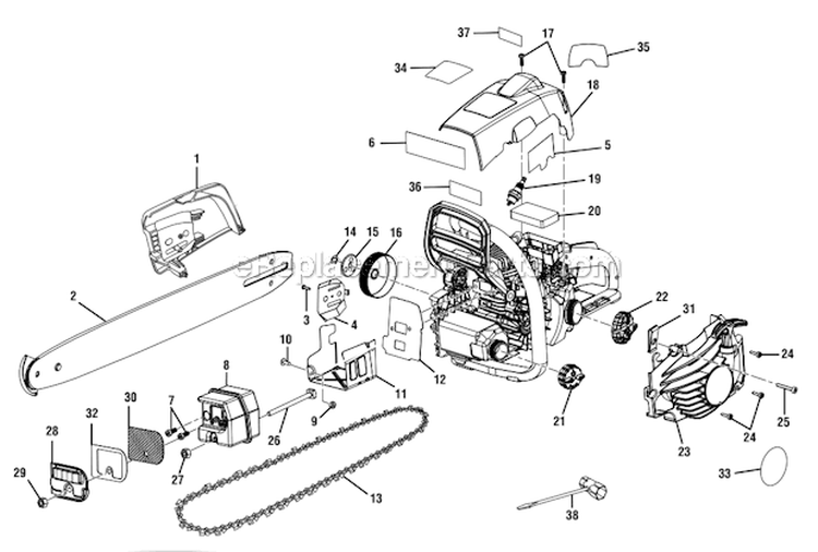 Page A Diagram and Parts List for  Homelite Chainsaw