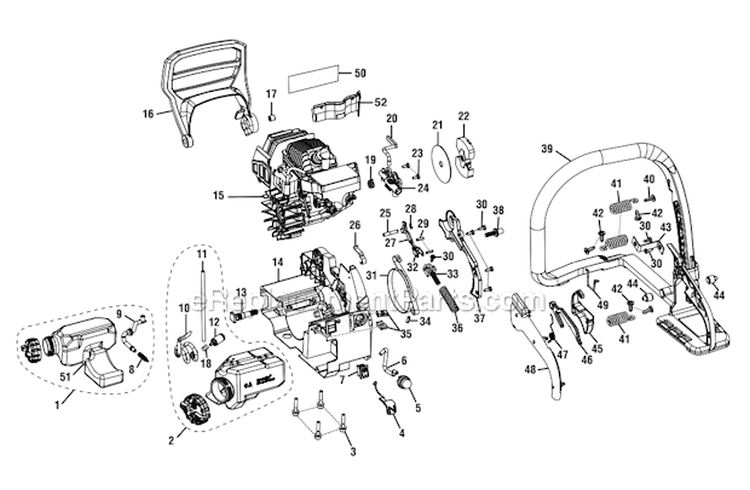 Page B Diagram and Parts List for  Homelite Chainsaw