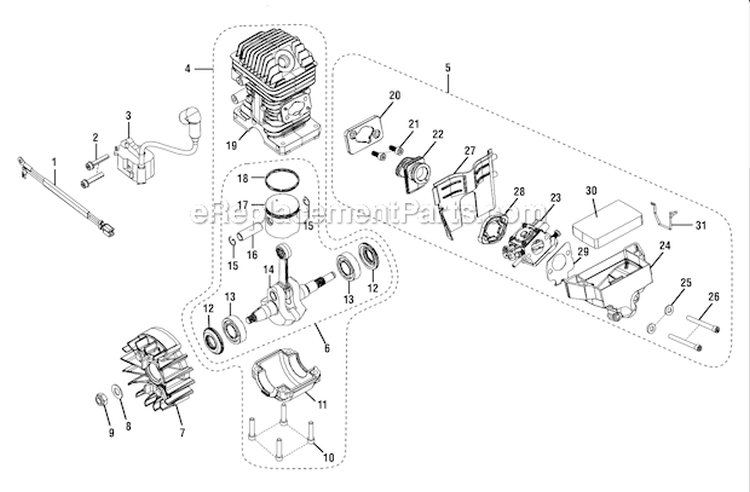 Page D Diagram and Parts List for  Homelite Chainsaw