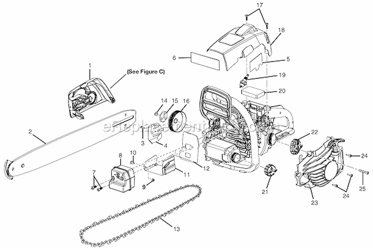 Page A Diagram and Parts List for  Homelite Chainsaw