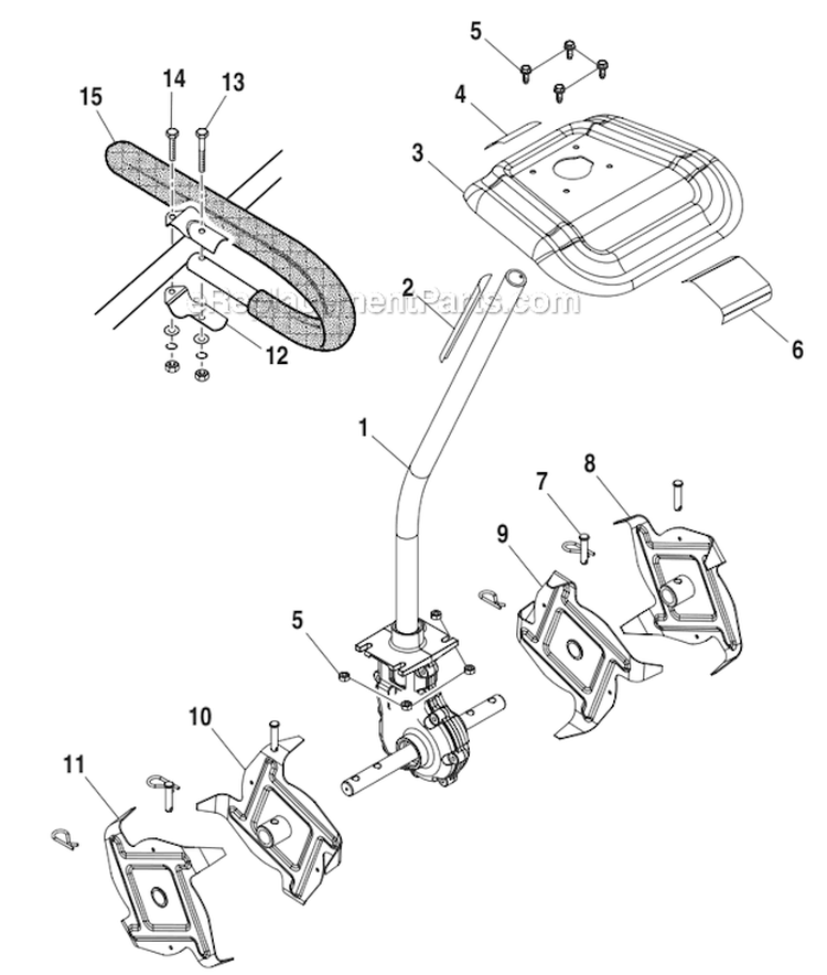 Page A Diagram and Parts List for  Homelite Tiller