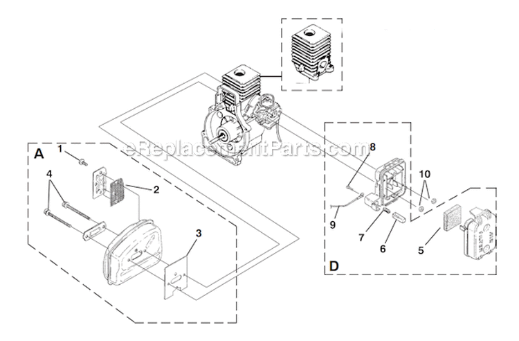 Muffler - Air Cleaner Diagram and Parts List for TrimLite Homelite Trimmer
