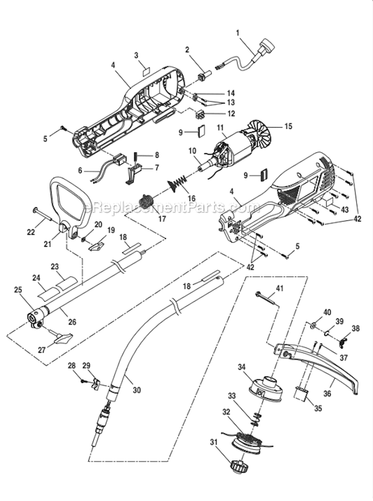 Page A Diagram and Parts List for  Homelite Trimmer