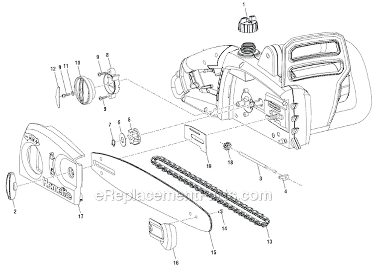 Page A Diagram and Parts List for  Homelite Chainsaw