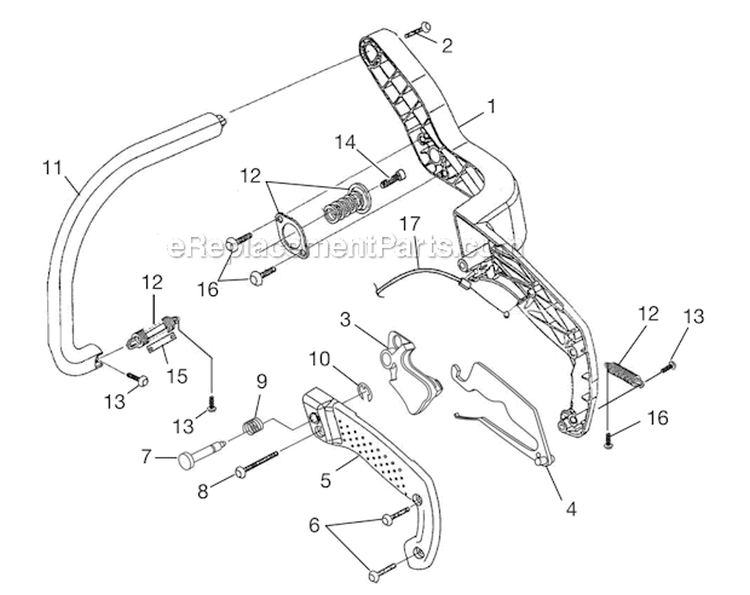 Handles Diagram and Parts List for  Homelite Chainsaw