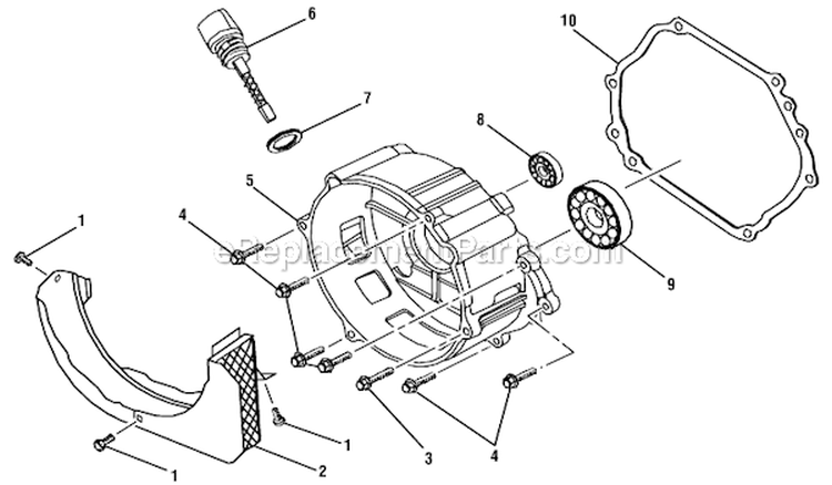 Crank Cover Assembly Diagram and Parts List for  Homelite Generator
