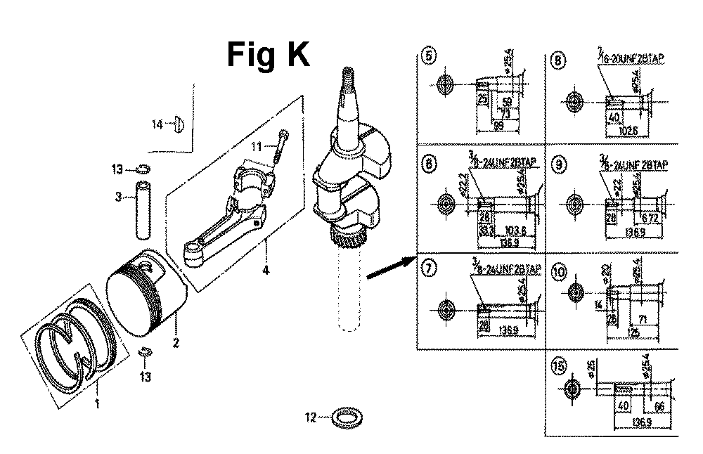 Fig-11 Diagram and Parts List for Type A1L Honda Engine