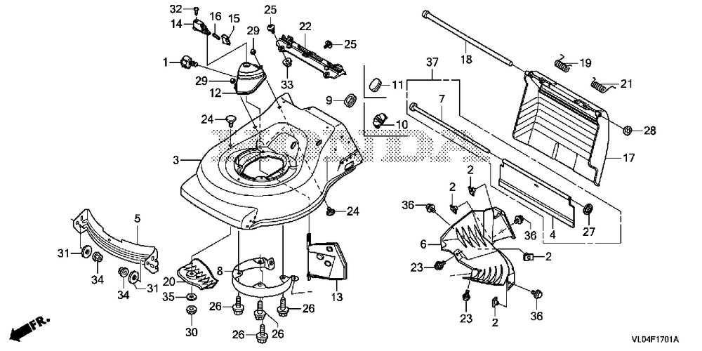 Cutter Housing (2) Diagram and Parts List for (Type  VLAA)(MZCG-1660001 - 1760000) Honda Lawn Mower