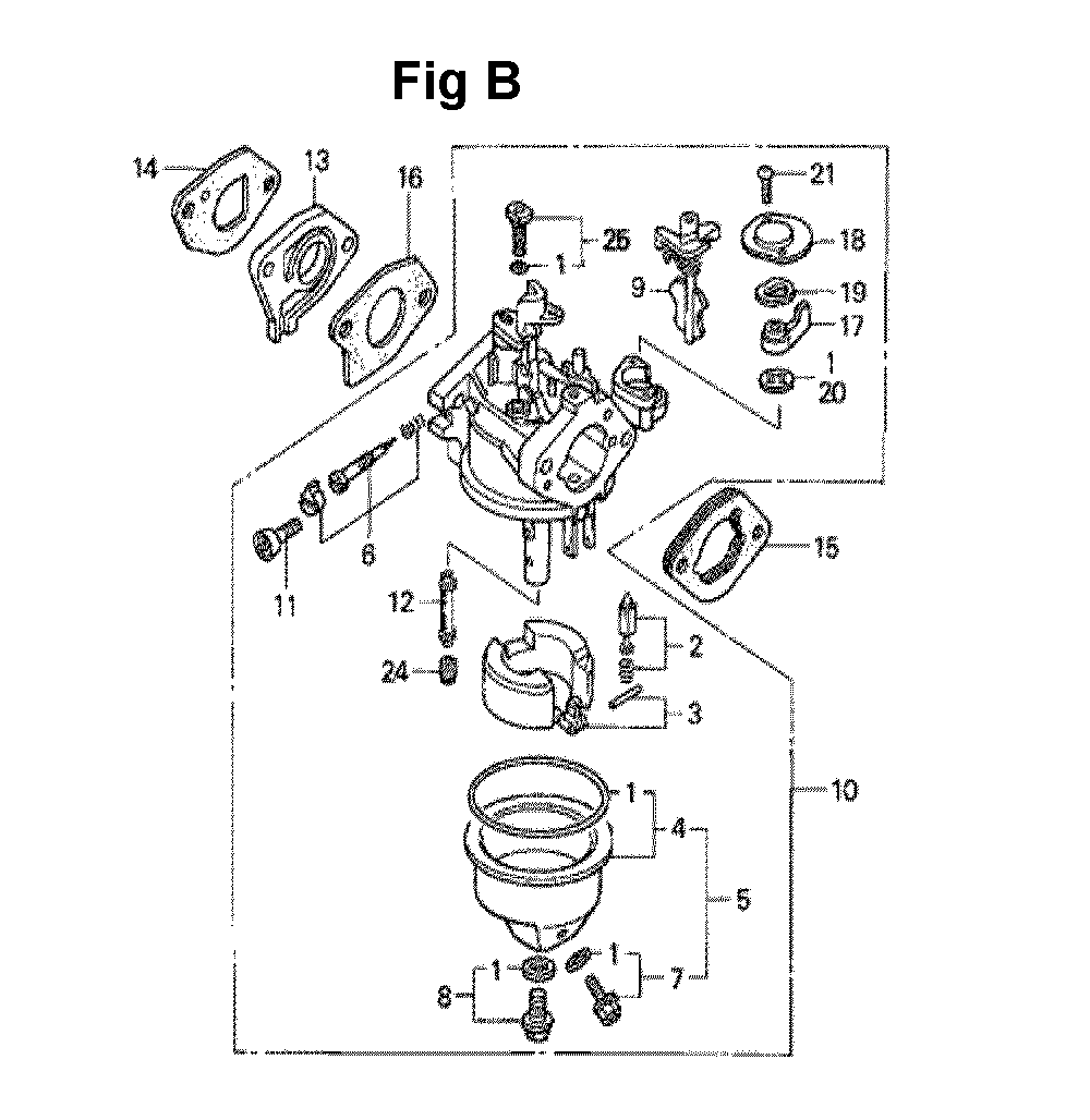 Fig-5 Diagram and Parts List for Type A1Y Honda Engine