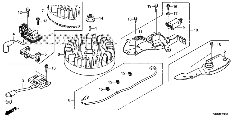 Flywheel-Ignition Coil Diagram and Parts List for (Type  VLA)(MANA-1000001 - 9999999) Honda Lawn Mower