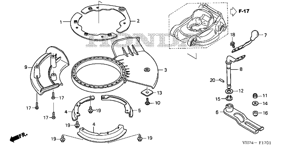 Shutter Diagram and Parts List for (Type  HYAA)(MAMA-1000001 - 9999999) Honda Lawn Mower