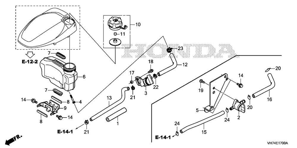 Fuel Tank (Hrx217k6) Diagram and Parts List for (Type  HYAA)(MAMA-1000001 - 9999999) Honda Lawn Mower