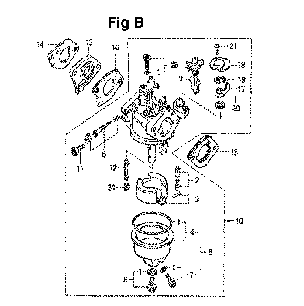Fig-12 Diagram and Parts List for Type A1YY Honda Engine