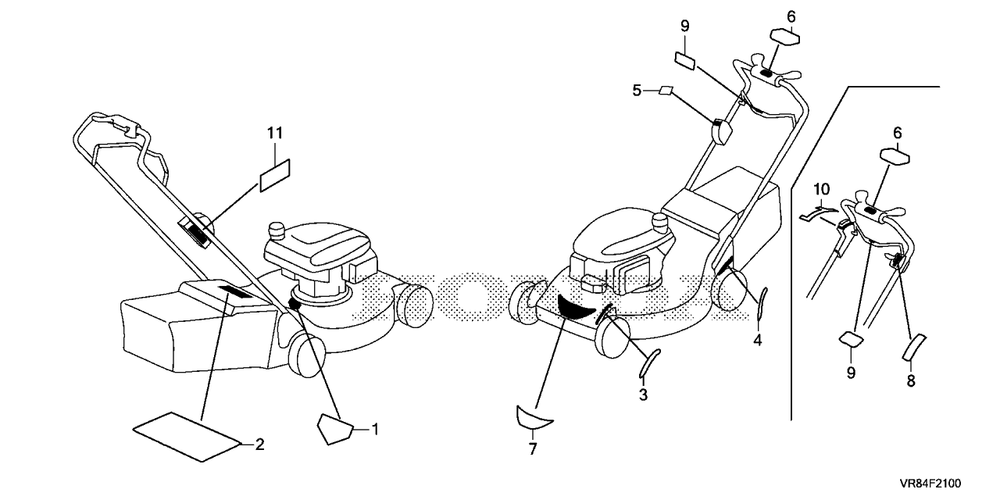 Label 2 Diagram and Parts List for (Type  VLA)(MANA-1000001 - 9999999) Honda Lawn Mower