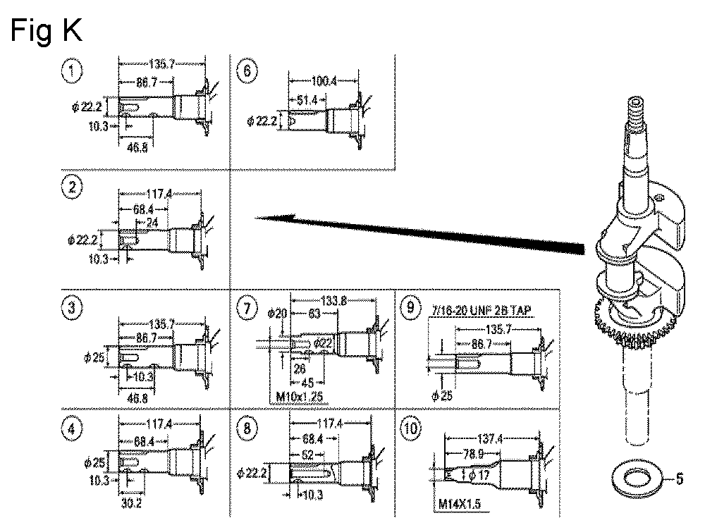 Fig-11 Diagram and Parts List for Type A2A Honda Engine