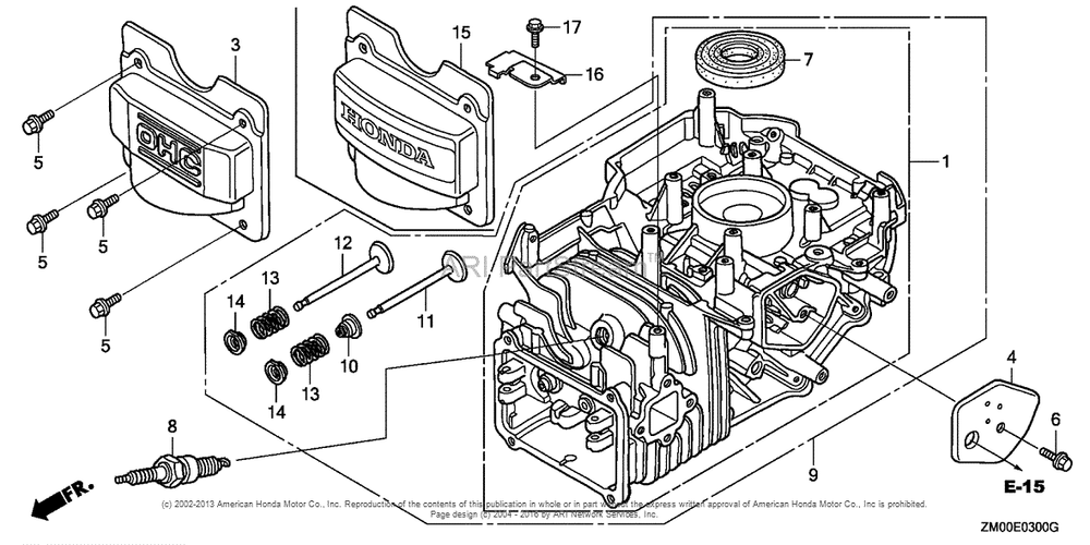 Cylinder Barrel Diagram and Parts List for GCV160LA0 (typeN5B)(GJARA-1000001) Honda Engine
