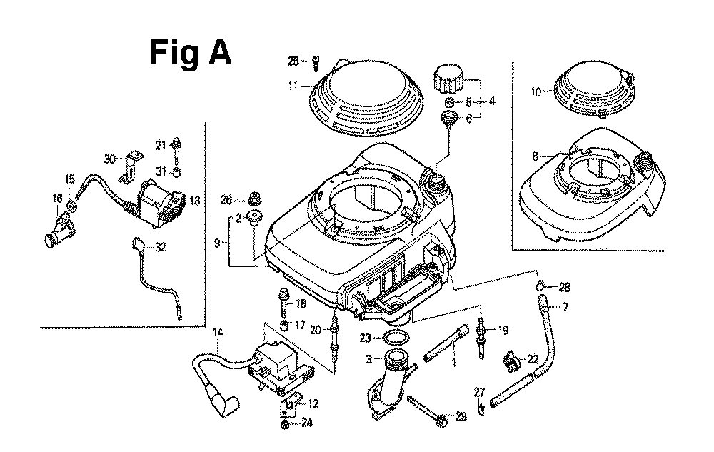 Fig-4 Diagram and Parts List for Type A1K Honda Engine