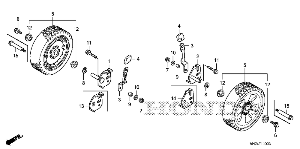 Front Wheel Diagram and Parts List for (Type  HYAA)(MAMA-1000001 - 9999999) Honda Lawn Mower