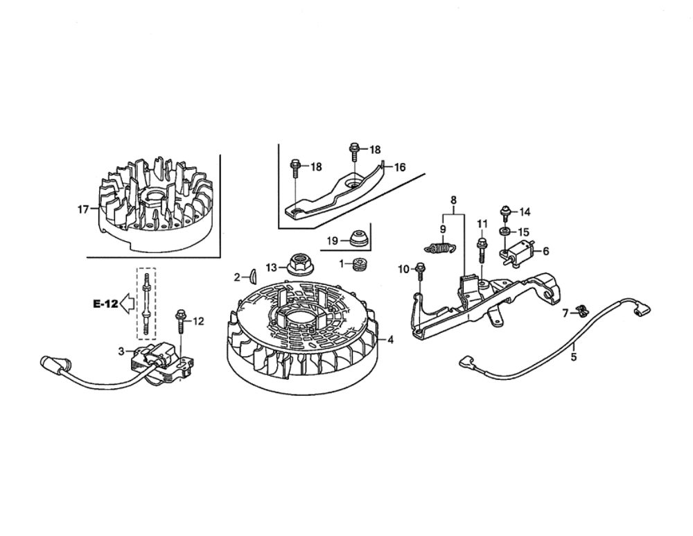 Flywheel Diagram and Parts List for  Honda Engine