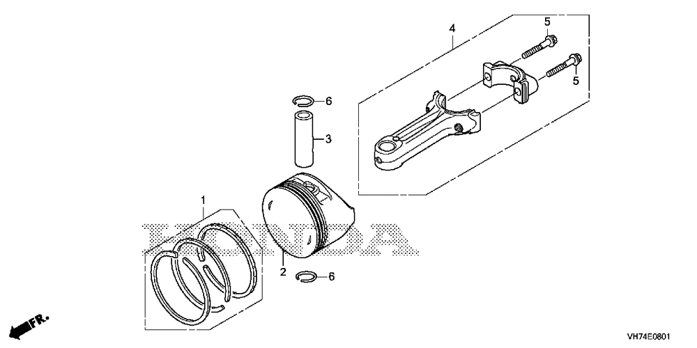 Piston-Connecting Rod (Hrx217k6) Diagram and Parts List for (Type  HYAA)(MAMA-1000001 - 9999999) Honda Lawn Mower