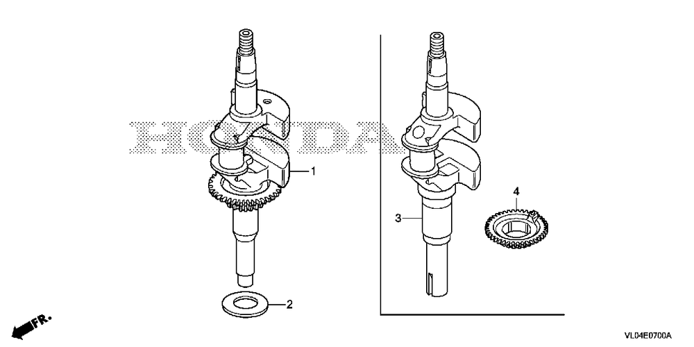 Crankshaft Diagram and Parts List for (Type  VLAA)(MZCG-1660001 - 1760000) Honda Lawn Mower