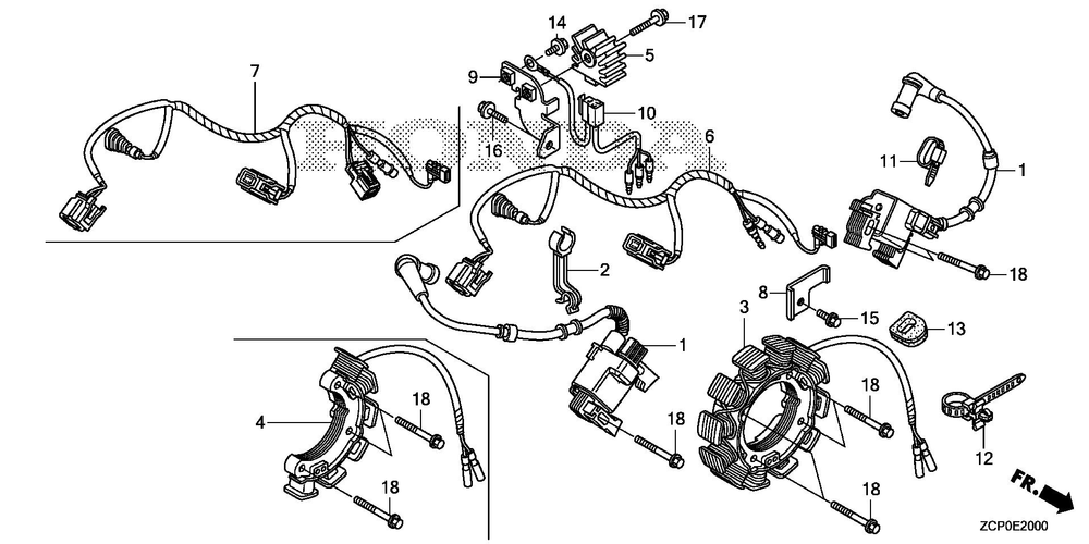 Ignition Coil Diagram and Parts List for (Type VXE1)(GCAPH-1000001-1999999) Honda Engine