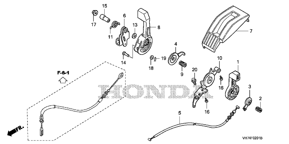 Throttle Lever (2) Diagram and Parts List for (Type  HYAA)(MAMA-1000001 - 9999999) Honda Lawn Mower