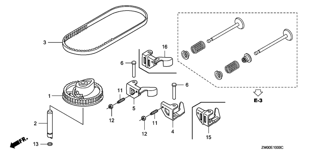 Camshaft Pulley Diagram and Parts List for (Type A7X1)(GJATA-2000001-9999999) Honda Engine
