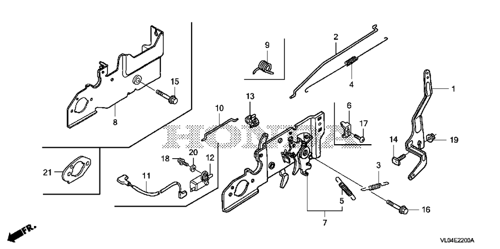 Control Diagram and Parts List for (Type  VLAA)(MZCG-1660001 - 1760000) Honda Lawn Mower