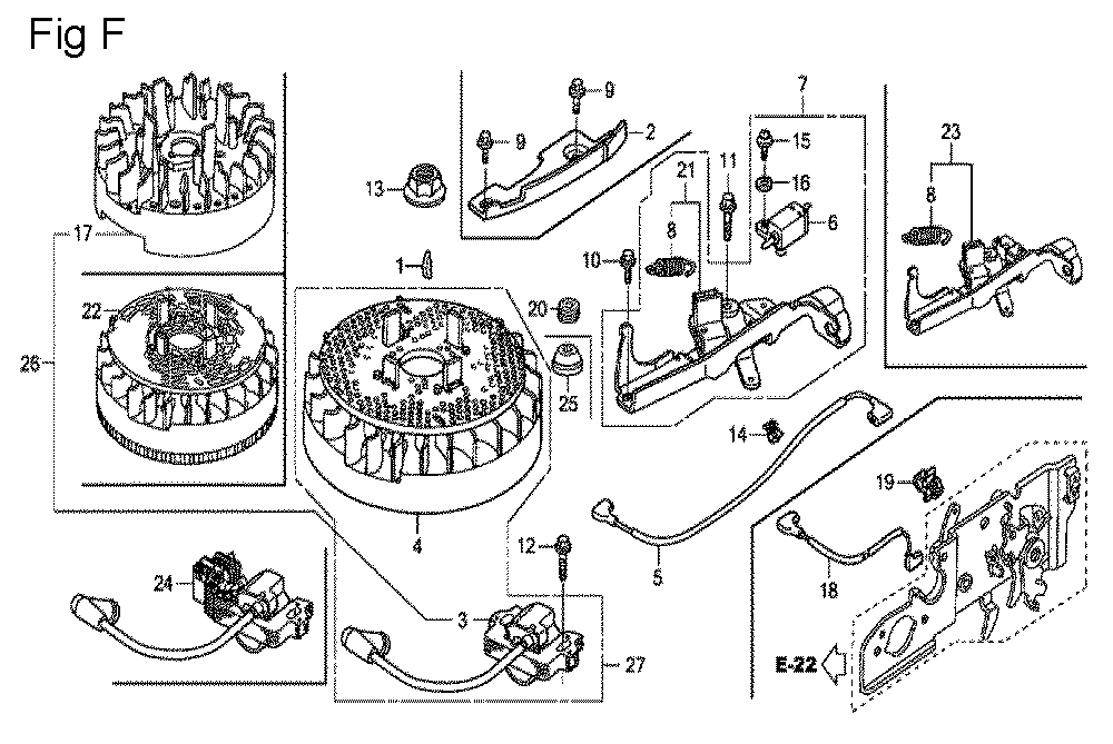 Fig-6 Diagram and Parts List for Type A2A Honda Engine