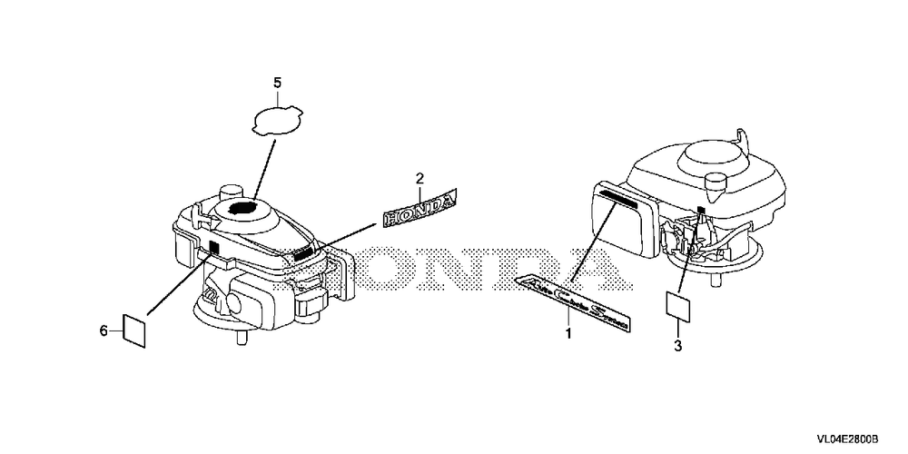 Label Diagram and Parts List for (Type  VLAA)(MZCG-1660001 - 1760000) Honda Lawn Mower