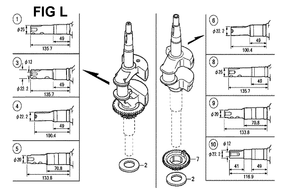 Fig-12 Diagram and Parts List for Type G5BR Honda Engine