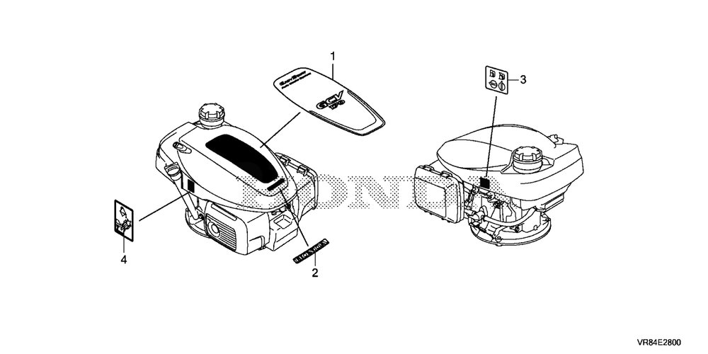 Label Diagram and Parts List for (Type  VLA)(MANA-1000001 - 9999999) Honda Lawn Mower