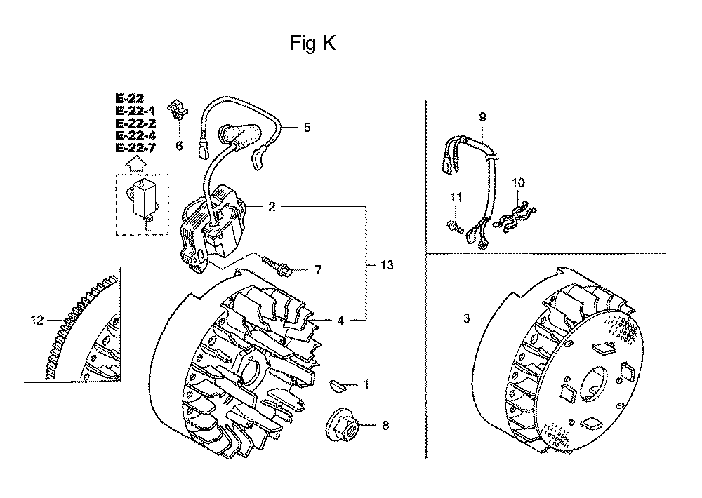 Fig-11 Diagram and Parts List for Type QHAJ Honda Engine
