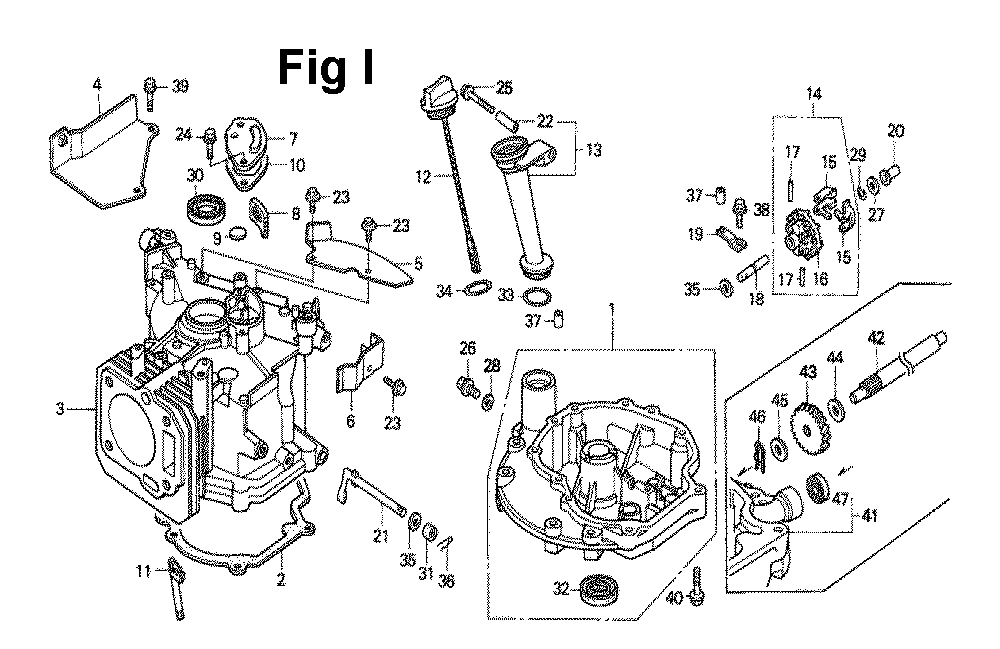 Fig-4 Diagram and Parts List for Type A1KY Honda Engine