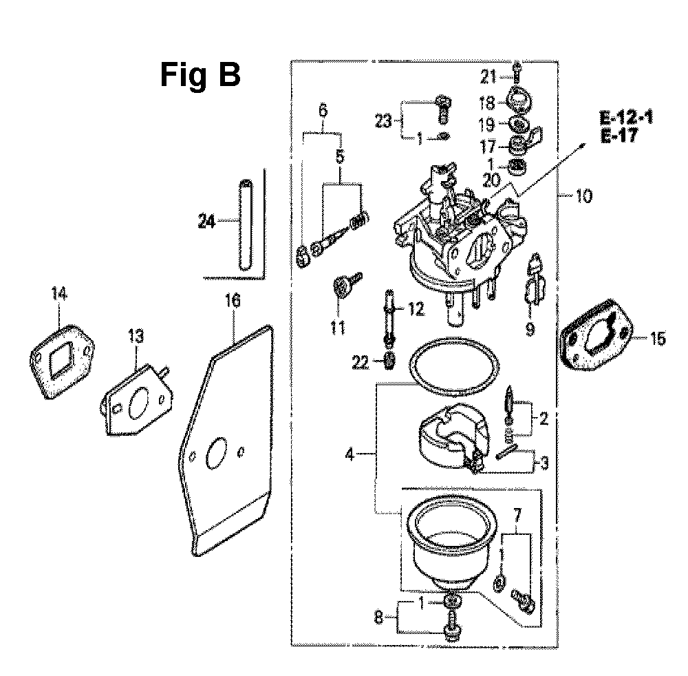 Fig-2 Diagram and Parts List for Type A1L Honda Engine