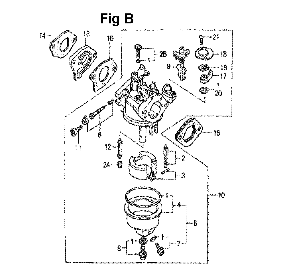 Fig-13 Diagram and Parts List for Type A1KS Honda Engine