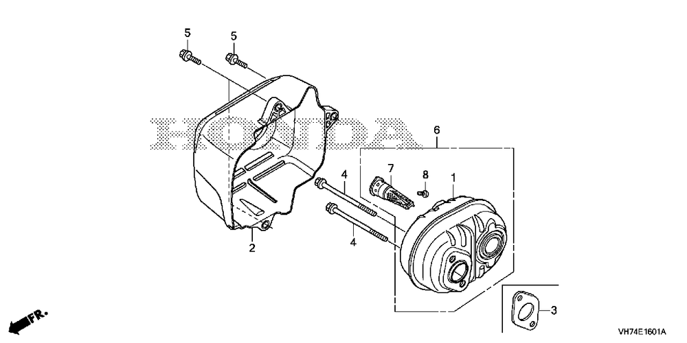 Muffler (Hrx217k6) Diagram and Parts List for (Type  HYAA)(MAMA-1000001 - 9999999) Honda Lawn Mower