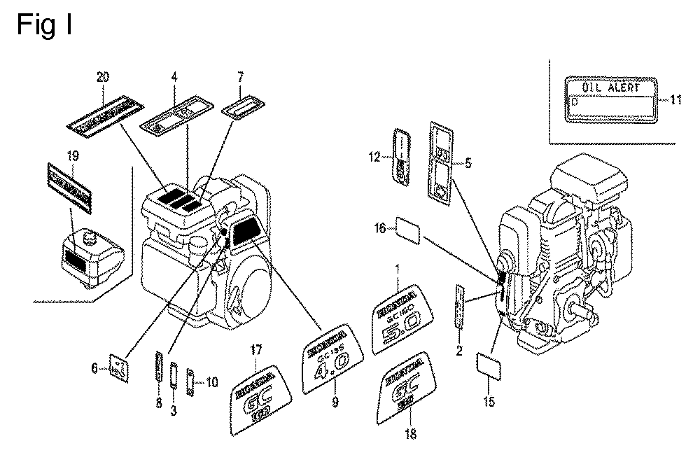 Fig-9 Diagram and Parts List for Type QHEB Honda Engine