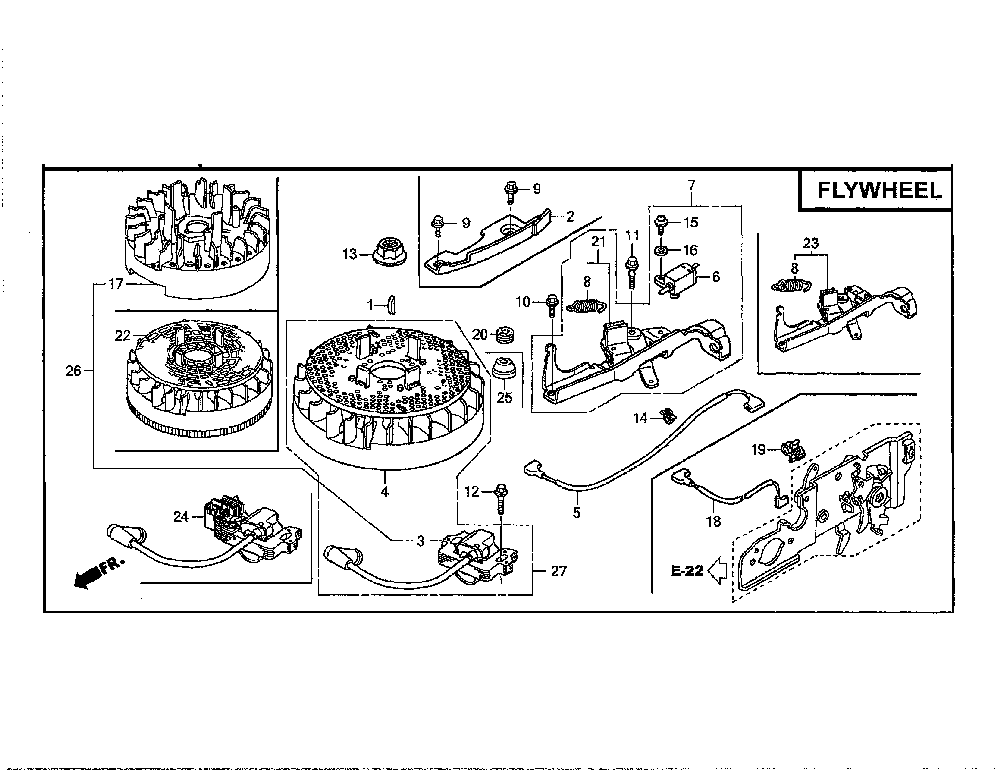 Flywheel Diagram and Parts List for  Honda Engine