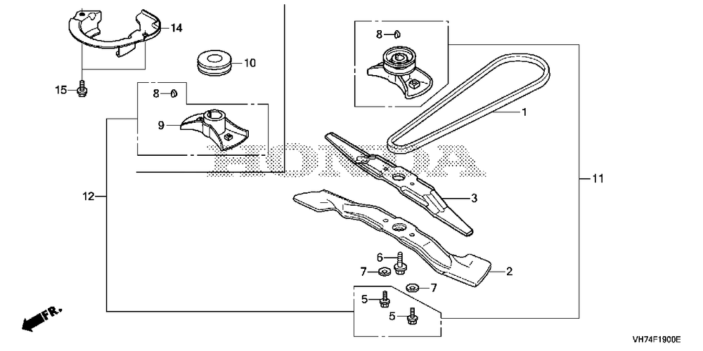 Rotary Blade (1) Diagram and Parts List for (Type  VKA)(MAMA-1000001 - 9999999) Honda Lawn Mower